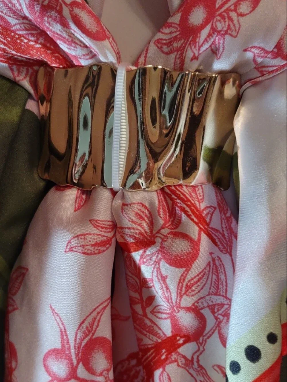 NWTS Rachel Zoe Scarf & Hair Tie Set Tropical Floral Citrus Satin Square Wrap